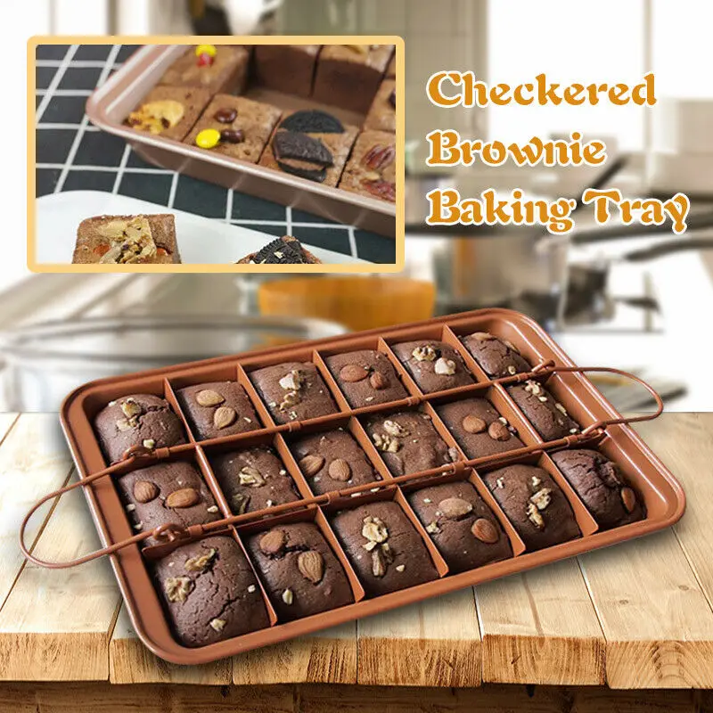 SUJUDE Non Stick Brownie Pan with Dividers, High Carbon Steel Baking Pan,  Makes 18 Pre-cut Brownies All at Once