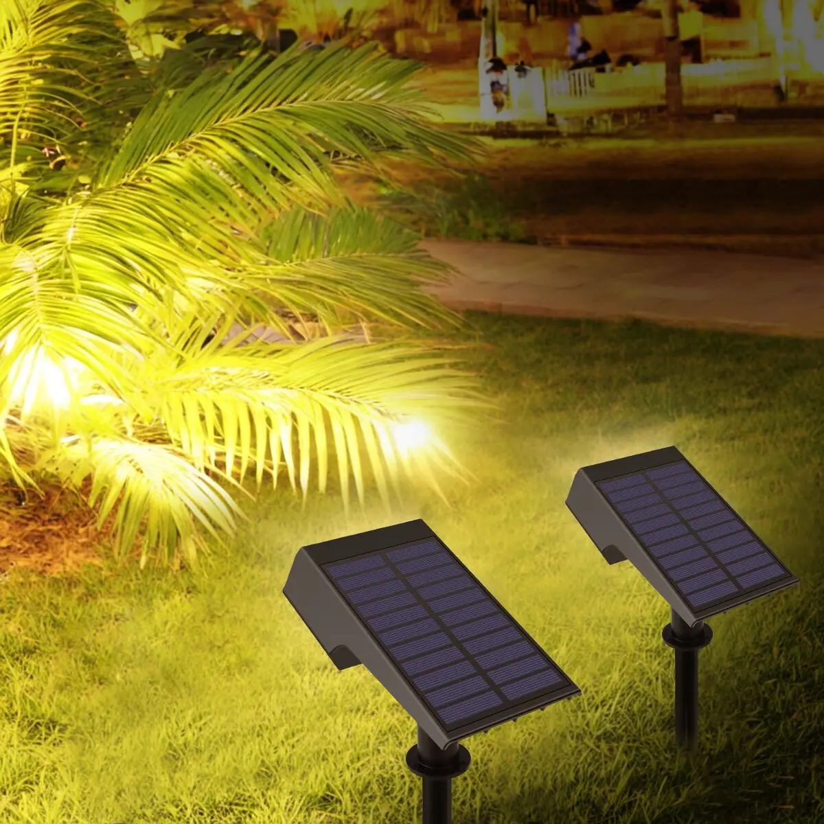 Luci solari da esterno per vialetto, a LED, alimentate ad energia solare, impermeabili, per