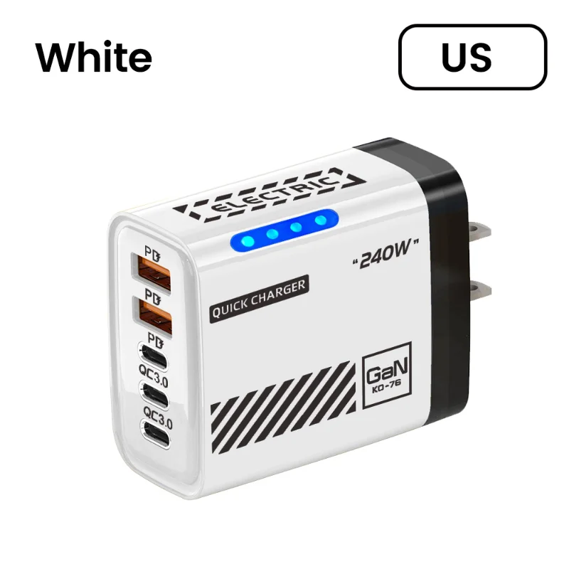 ตัวเลือกสินค้า อะแดปเตอร์ชาร์จไฟ GaN 240W 5 พอร์ต ชาร์จเร็ว สำหรับมือถือและโน้ตบุ๊ก
