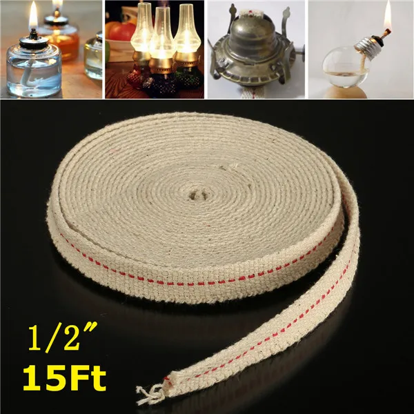 15 FT 4.5M Flat Cotton Oil Lamp Lantern Wick 15MM for Kerosene Burner!