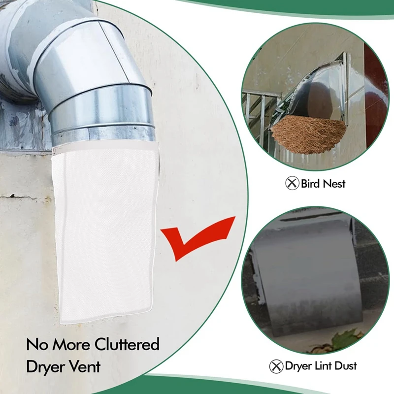 4Pack Dryer Vent Lint Bags Lint Traps Dust Bag For Outdoor Dryer Vents Capturing And Dust White