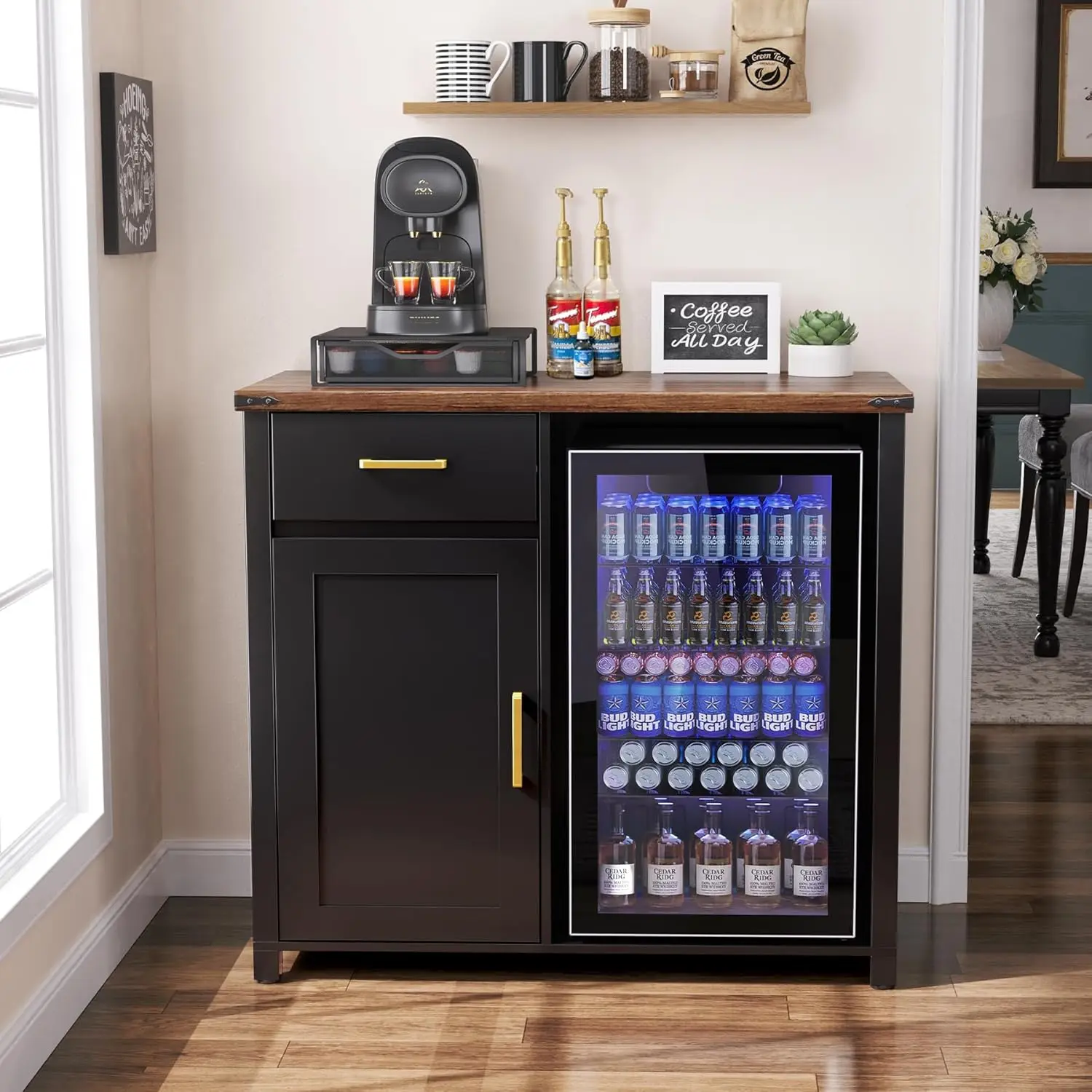 Mini Fridge Cabinet with Storage 3