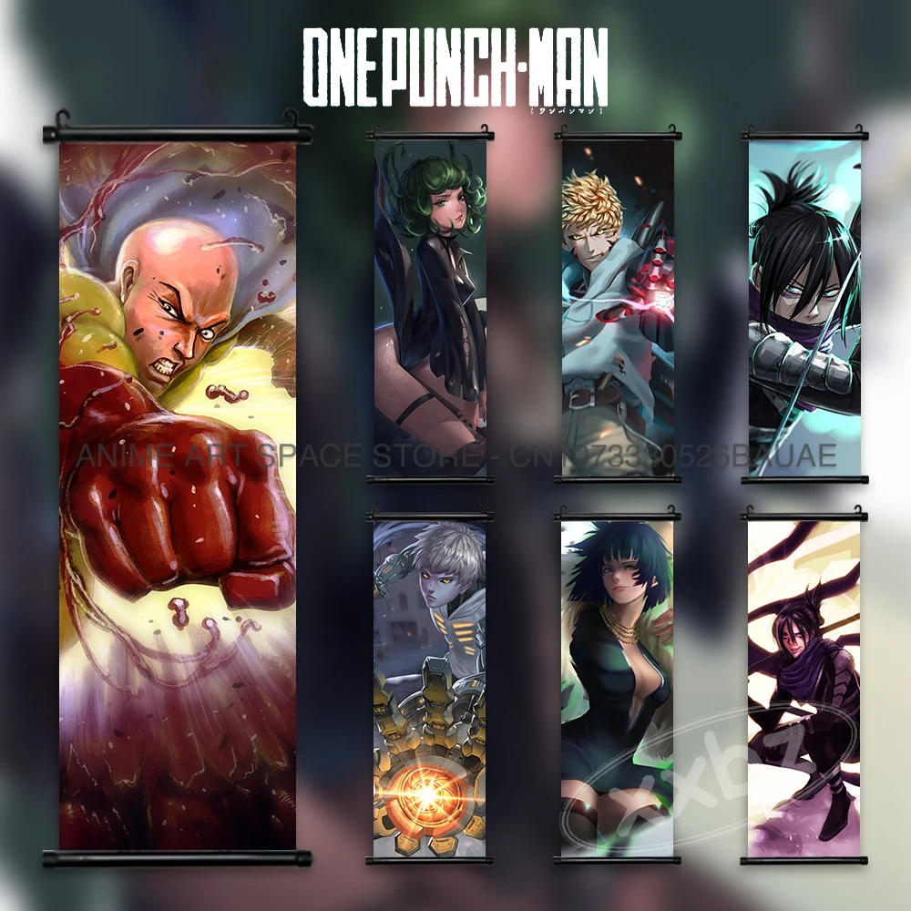 ONE PUNCH-MAN Hängendes Gemälde Genos Poster Anime Home Decor Leinwand Geschenk Schriftrollen Bilder Saitama Wandkunst für Wohnzimmer