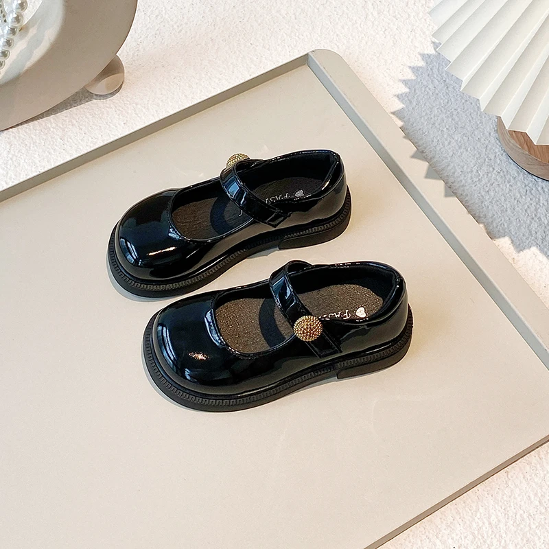 Leather Mary Jane Shoes for Little Girls Autumn Party