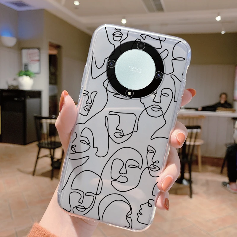 Clear Shockproof Silicone Case with Cute Cat Design - Transparent Cover