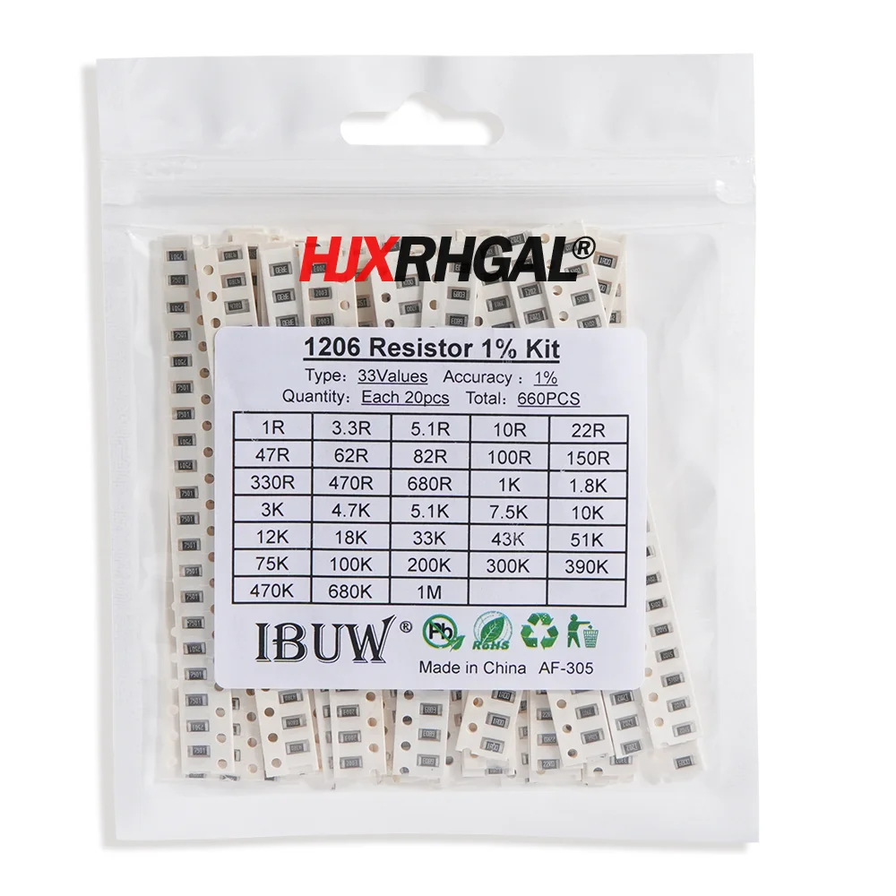 SMD Resistor 4000PCS 0402 SMD Resistor Kit Assorted Kit 10ohm-1M ohm 5% 80valuesX 50PCS=4000PCS Sample 0805 0603 1206 2512 1210