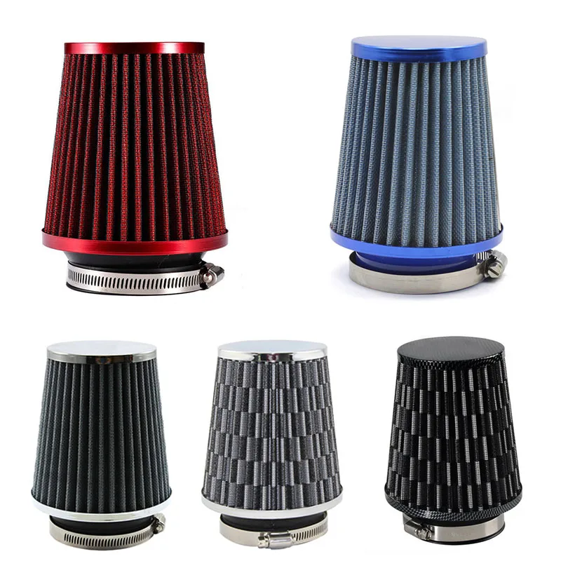 Universal Sports Car Air Filter 76mm 3 Inch H:90mm High Flow Car Cold Air Intake Filter Aluminum Non-woven Fabric Rustproof Air Filters Car Filter