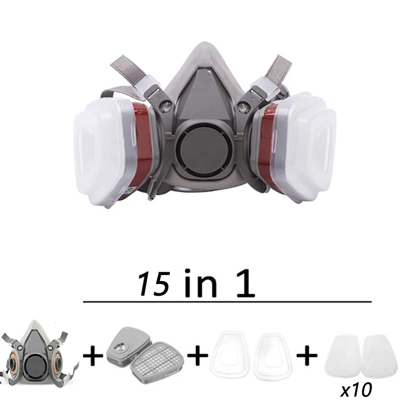 Industrial Half Face Respirator with Protective Fog-Proof Glasses for Painting and Spraying Tasks