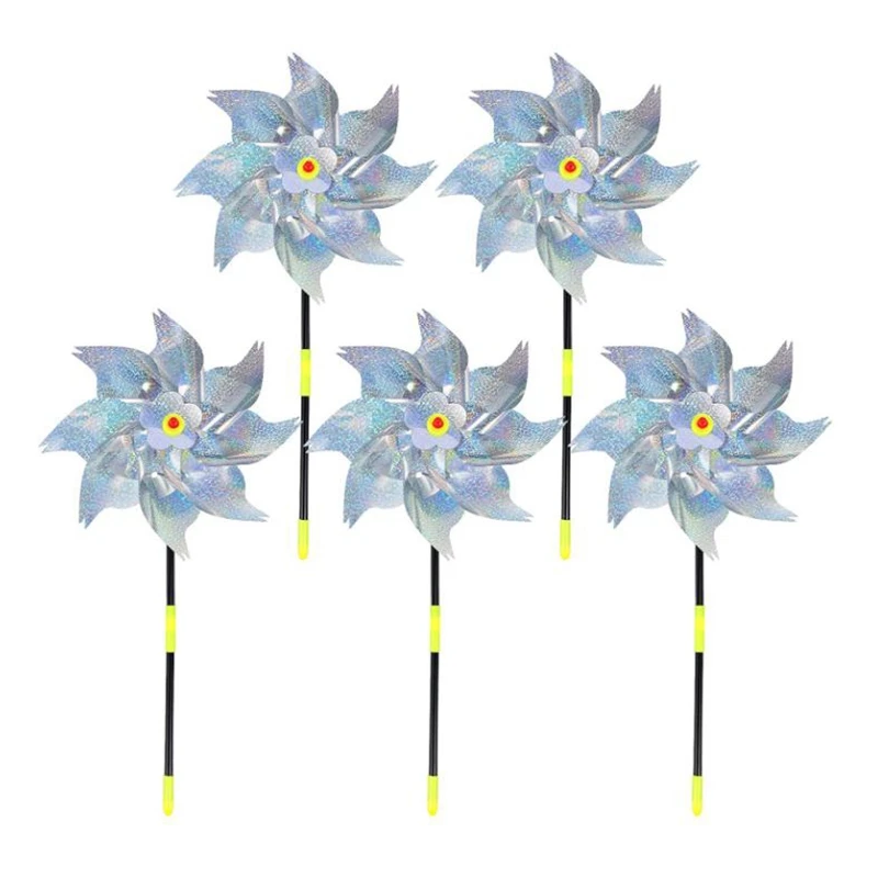 

5 Pcs Reflective Wind Wheel,Anti Bird Windmill Bird Repeller Windmill Sparkly Pinwheels Bird Deterrent For Outdoor Lawn