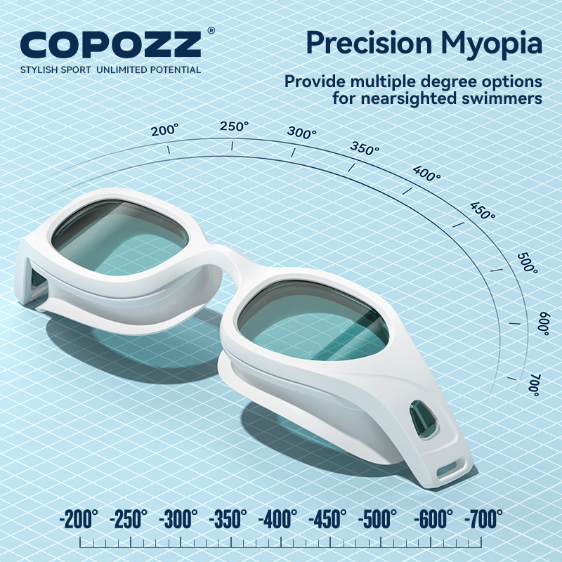 COPOZZ Myopia Swimming Goggles -2 to -7 Optical Swimming glasses With Case Prescription Adult Waterproof Anti Fog Swim Eyewear