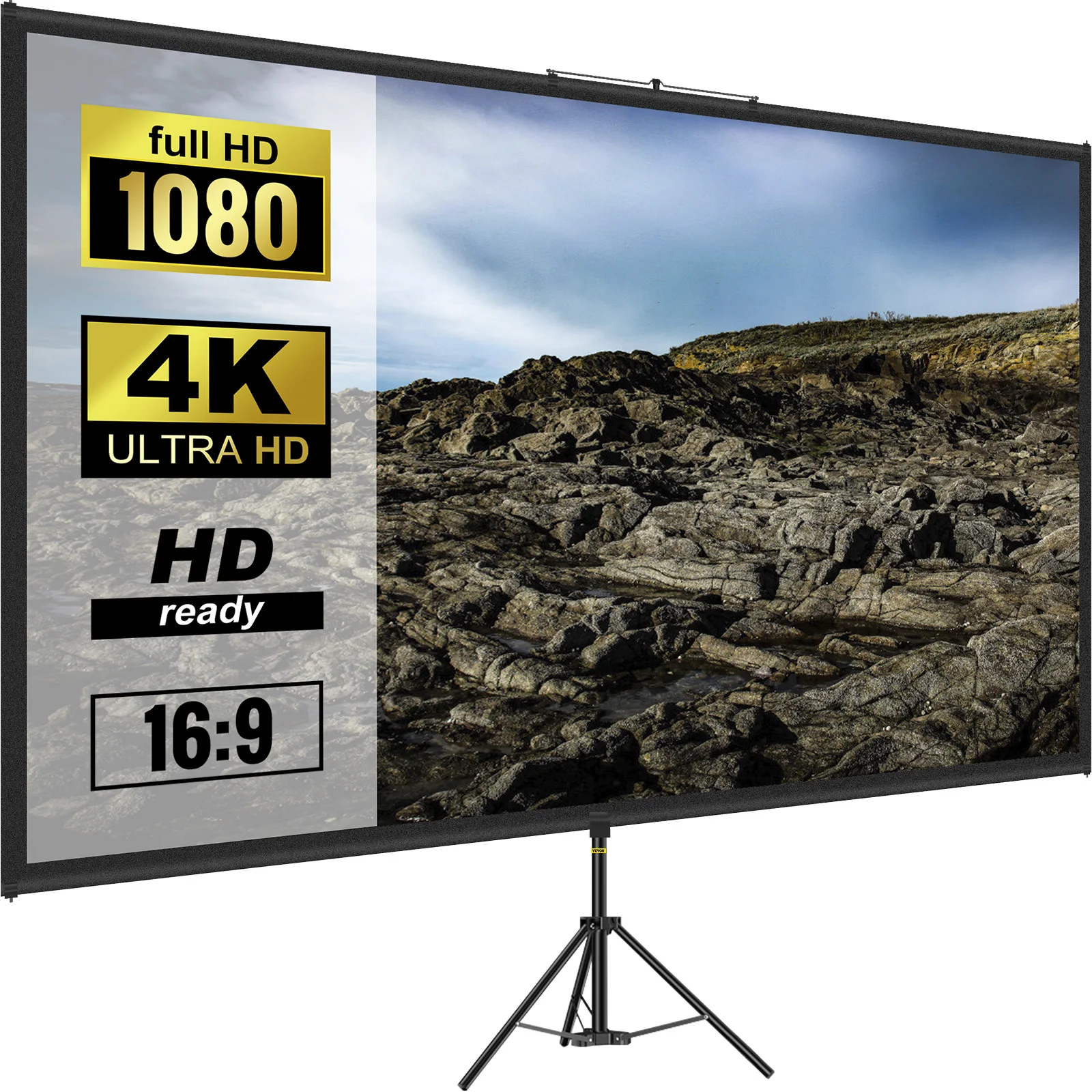 100 Inch Portable Tripod Projector Screen 4K HD