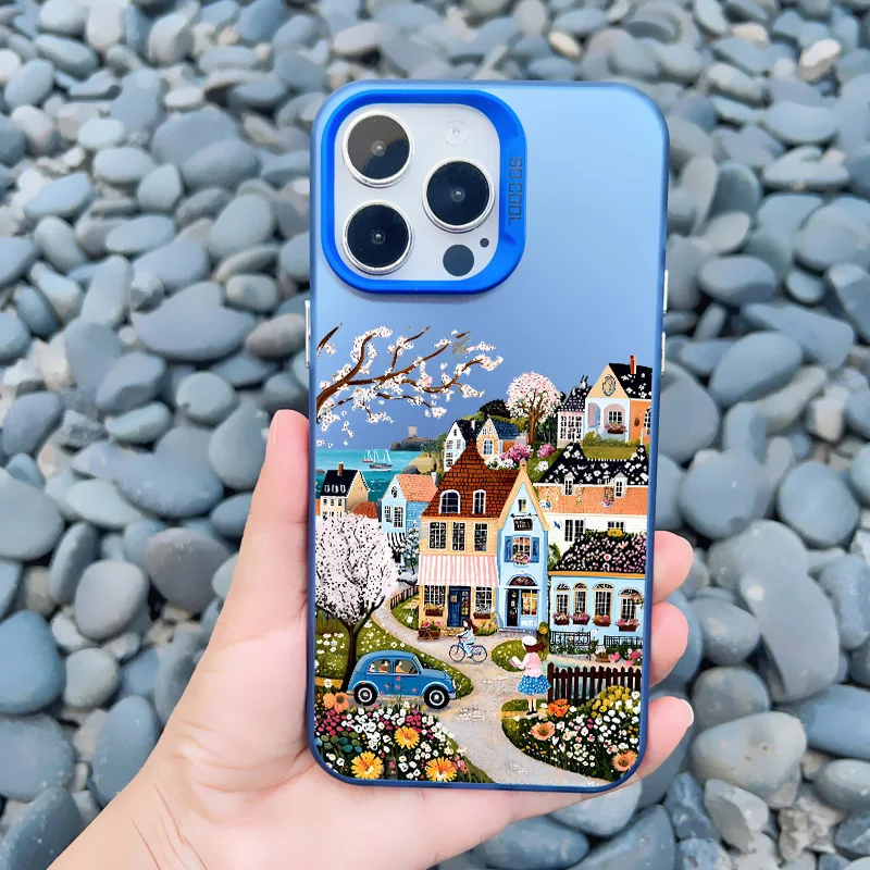 Ästhetische Stadtstraßenlandschaft Stadt Handyhülle für iPhone 17 16 13 12 Pro Max Mini 11 14 15 Pro Max Plus stoßfeste Laserabdeckung – Detail 3