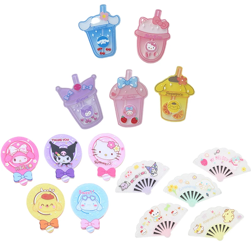 

Kawaii Cinnamoroll Kuromi My Melody KT Cute Cartoon Lollipop DIY Hairpin Phone Case Jewelry Material Pack Resin Accessories Gift