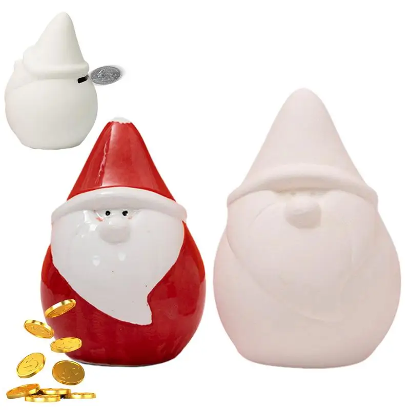 

Santa Claus Statue 2Pcs Ceramic Figurine Money Box With Saving Slot Home Decor Products For Dining Table Coffee Table Display