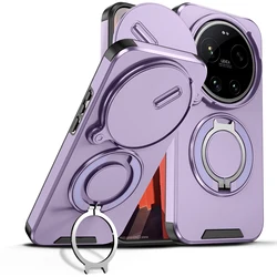 Magnetic Ring Stand Shockproof Phone Case with Slide Camera Lens Protection and Durable TPU Frame - Xiaomi 17 Ultra (Purple)