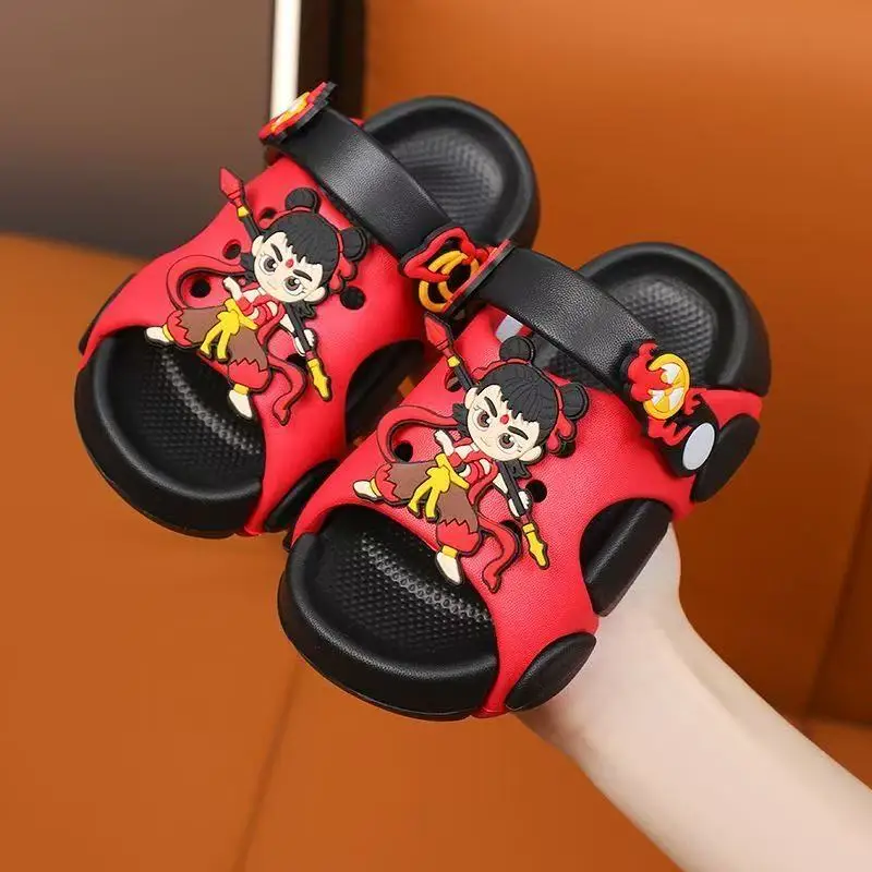 Summer Children's Slippers for Boys nezha Cartoon Baby Non-Slip Soft Bottom Indoor Bath Children Beach Sandals