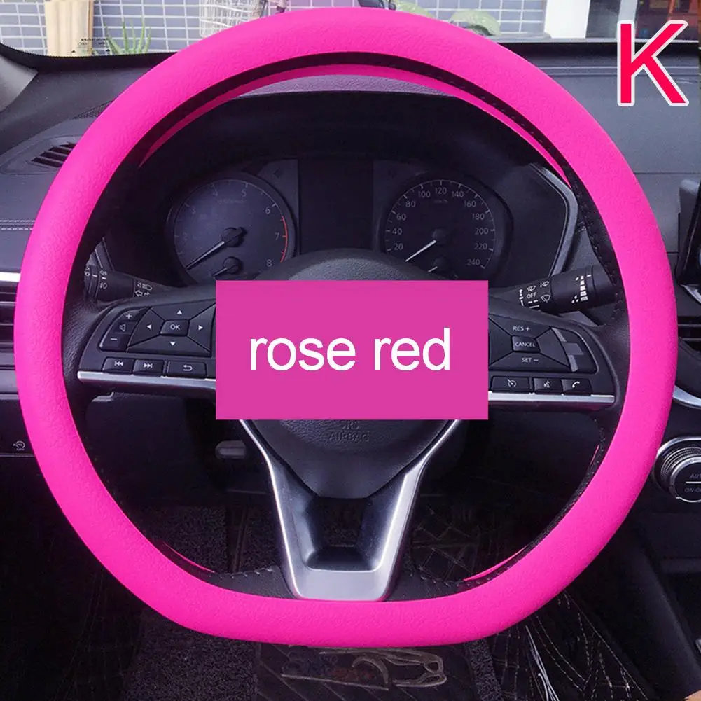 Universal Silicone Steering Wheel Cover - Soft, Textured, Multi-Color Car Accessory