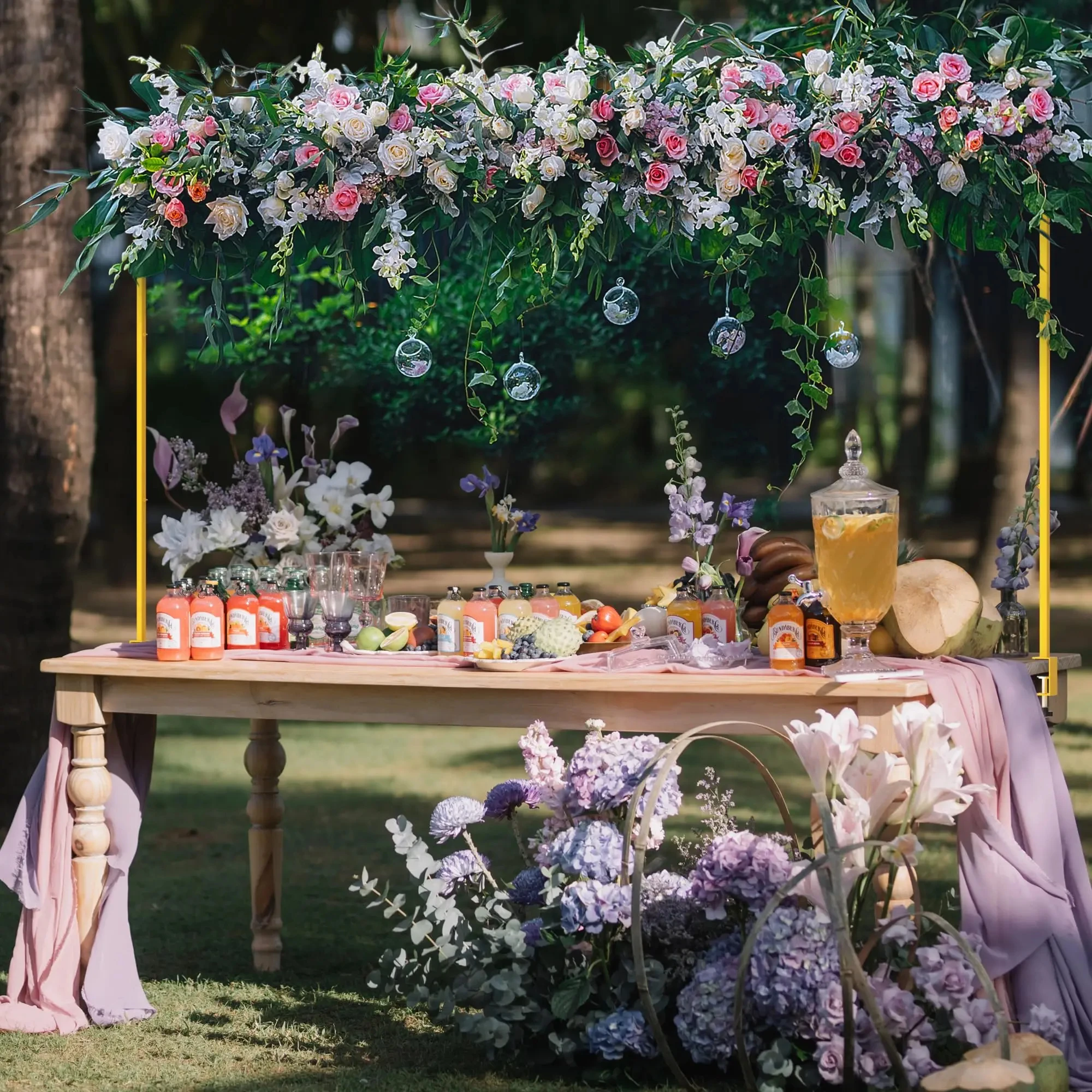 1.2m-2.6m table frame with clamp, gold metal table arch, used for weirthday, party, anniversary decoration