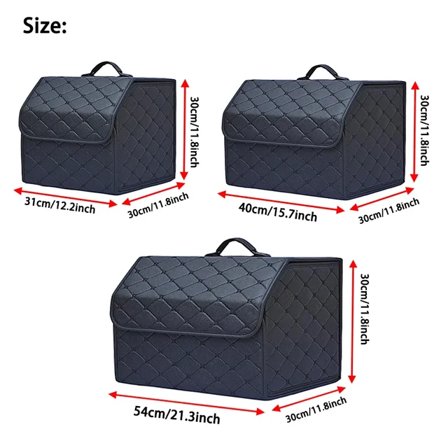 Folding Car Trunk Organizer Box Large Capacity Auto Multiuse Tools Storage Bag Stowing Tidying Leather For Emergency Storage Box 2