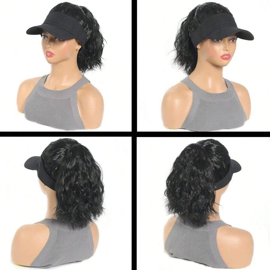Synthetic Hat With Hair Attached For Women Ponytail Curly Hair Wig With Hair Cap Styling Baseball Baseball Cap Ponytail Hat Wig
