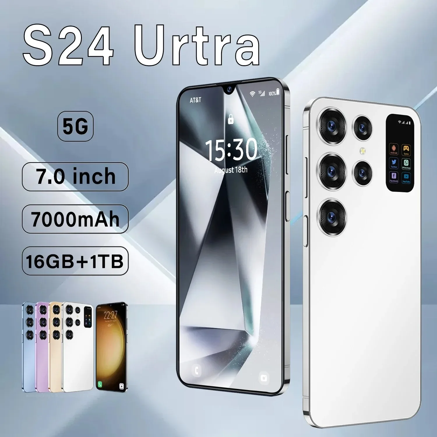 Оригинальный смартфон S24 Ultra, Qualcomm8 Gen2 16 ГБ + 1 ТБ 7000 мАч 48 + 72 МП, две SIM-карты, двойной режим ожидания, стандартная версия Android 13