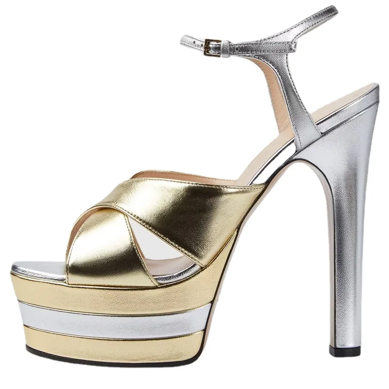 

2024 Women's Summer Fashion Thin High Heel Thick Bottom Sandals European and American Sexy Dance Sandals Banquet Shoes
