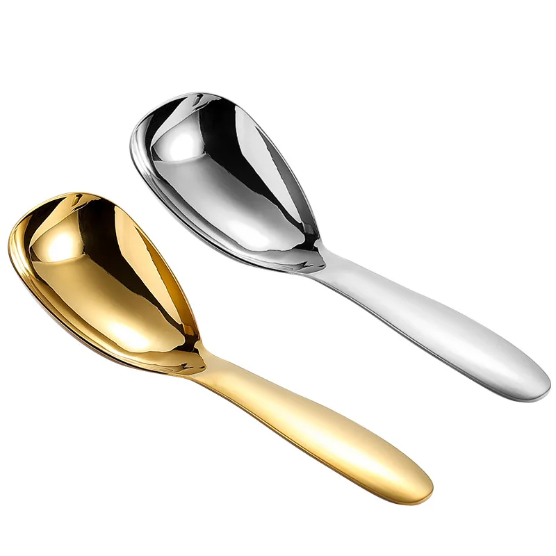 304 Stainless Steel Large Capacity Polished Deepen Tableware Soup Spoons Silver Golden Mirror Home Kitchen Flatware for Rice