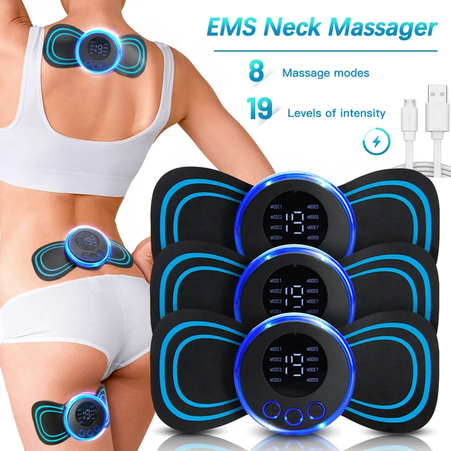 LCD Display EMS Neck Massage Electric Massager Cervical Neck Back Patch