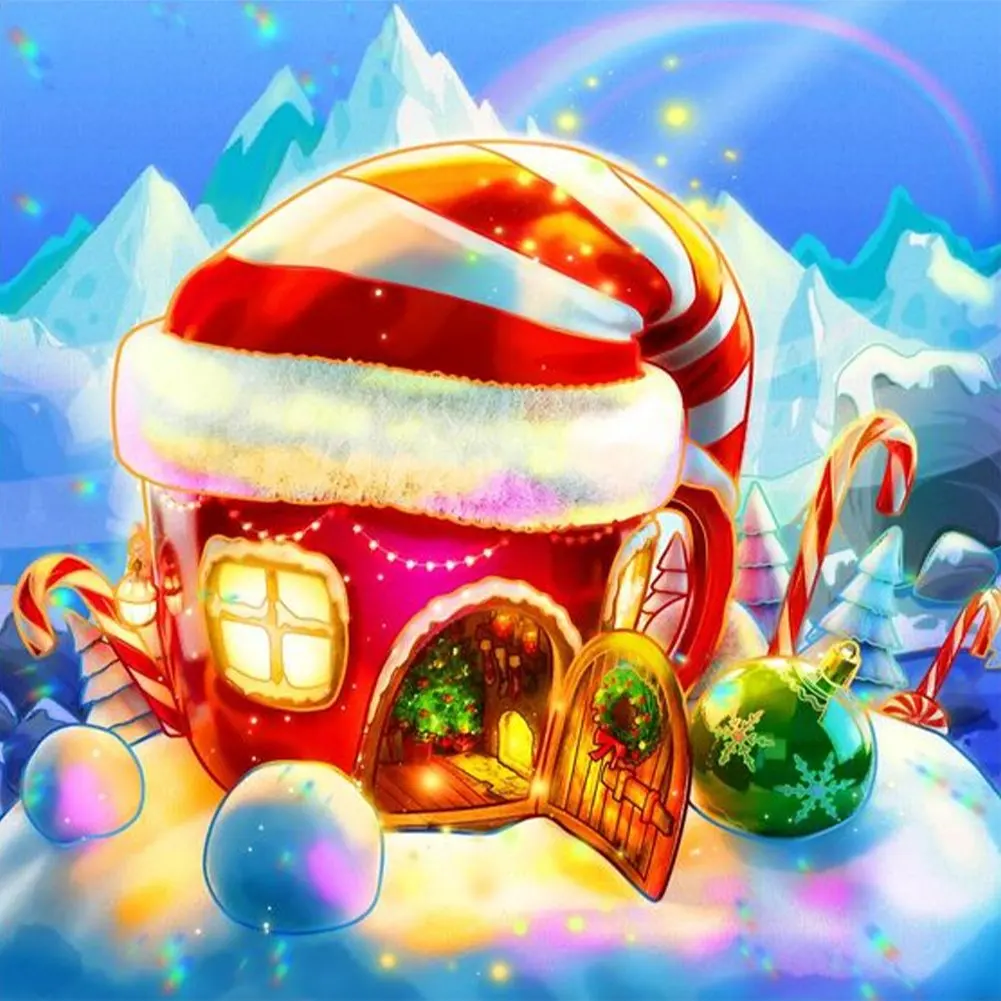 

5D DIY бриллиантовый рисунок Рождество Ice House Full Drill мультяшная мозаика художественные изделия домашний Декор подарок