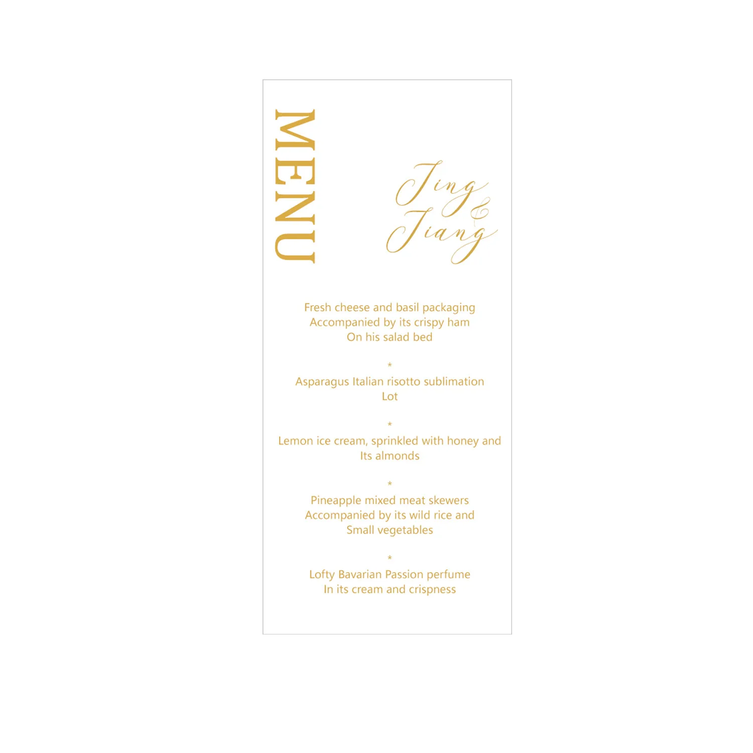 

200pcs Customized wedding Menu Flowchart custom logo Thank You card personal Wedding Banquet Design Production gold foil letter