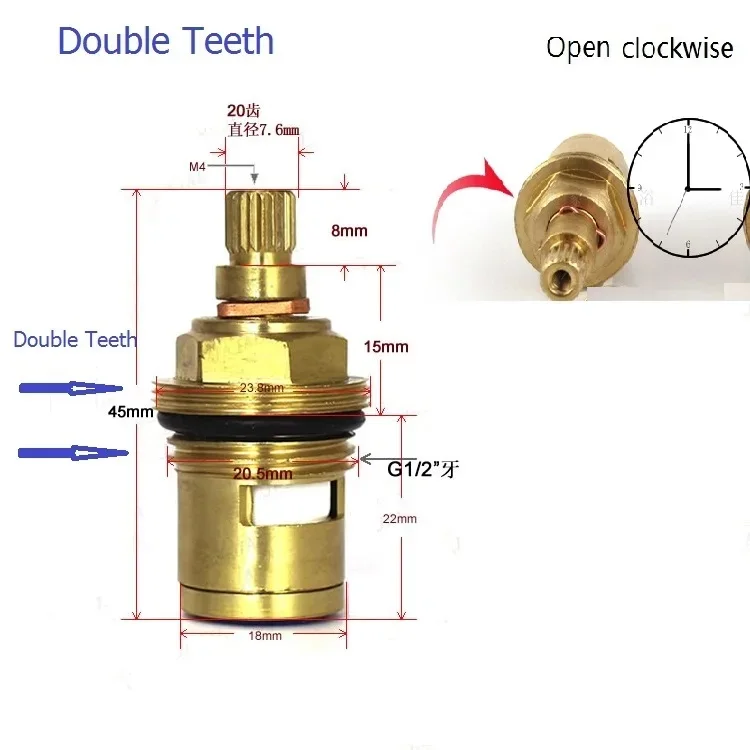Brass Faucet Cartridge Tap Parts Valve Part Water Tap Valve Single Cold Water Faucet Repair Parts 45mm 1012D