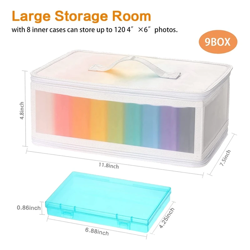 4X6 Inch Photo Storage Boxes Photo Case With Handle, 10 Inner Plastic Photo Keeper, Scrapbook Organiser Container Box 5