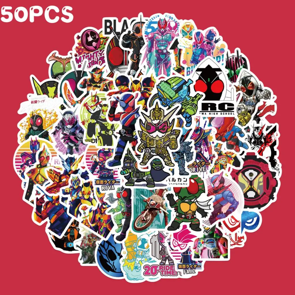 

25/50PCS Amen Rider Japanese Hero Stickers Luggage Bicycle Decorative Decals Fridge DIY Waterproof Kids Toys