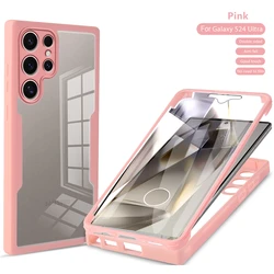 Clear Full Body Protective Phone Case with 360 - Degree Coverage for S25 Plus (Pink)