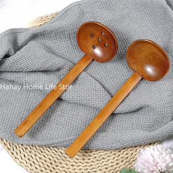 1 pz cucchiaio di legno cucina mestoli cucchiaio da minestra cucchiai da portata in legno giapponese grande Ramen cucchiaio zuppa Noodle Hop pentola colino stoviglie 1