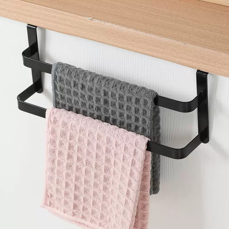Stainless Steel Double Layer Towel Rod Bathroom Storage Organizer