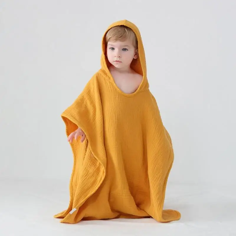 Q1FE Baby Bath Towel Newborn Cape Towels Cotton Hooded Beach Towel Soft Poncho Kids Bathing Stuff Infant Washcloth