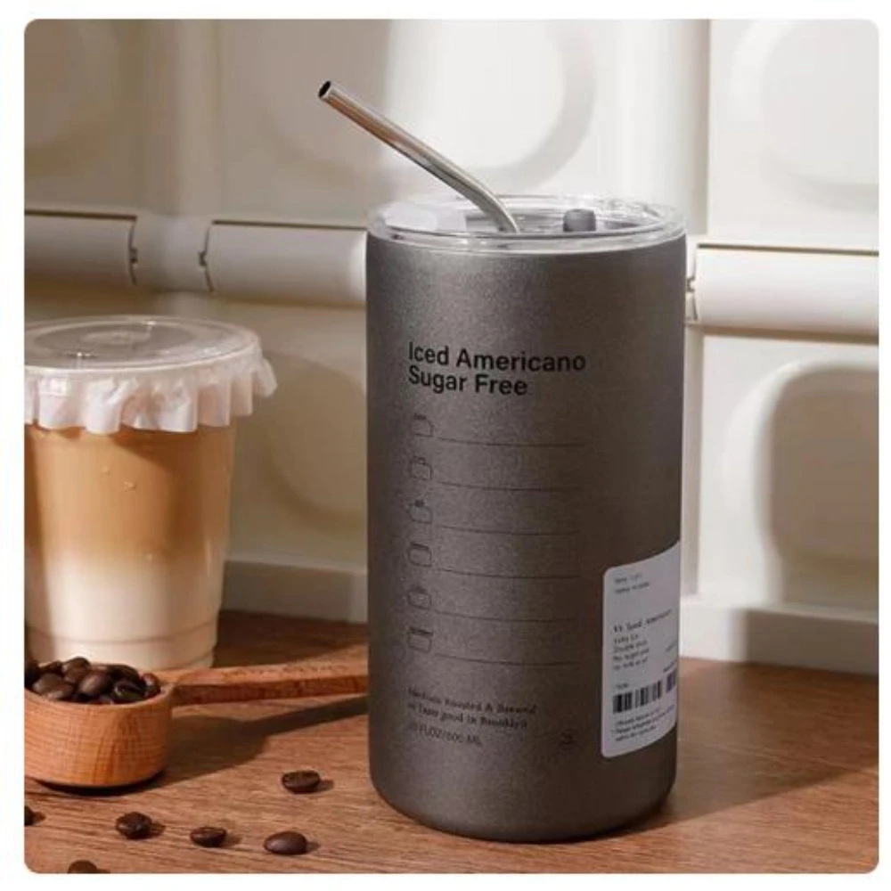320/600ml Iced Coffee Cup 304 Stainless Steel Thermal Bottle Vacuum-insulated  Coffee Tumbler Mug with Straw Travel Insulated Cup - AliExpress