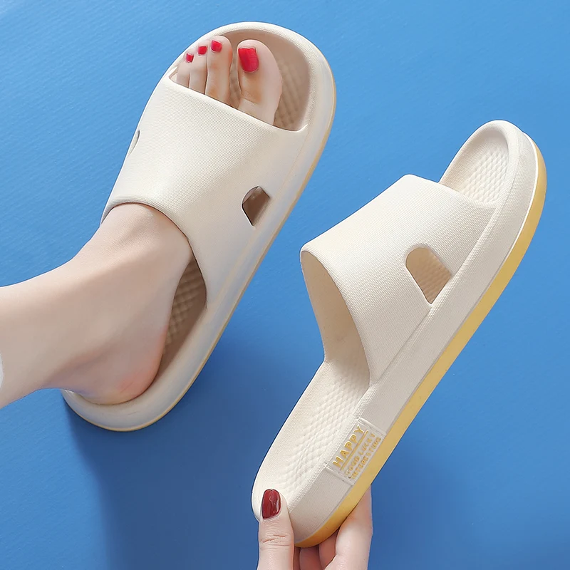 

ASIFN Higher Thick Sole Pure Color Style Couple Outdoor Beach Slippers Soft Breathable Waterproof Home Slides Women's Sandal