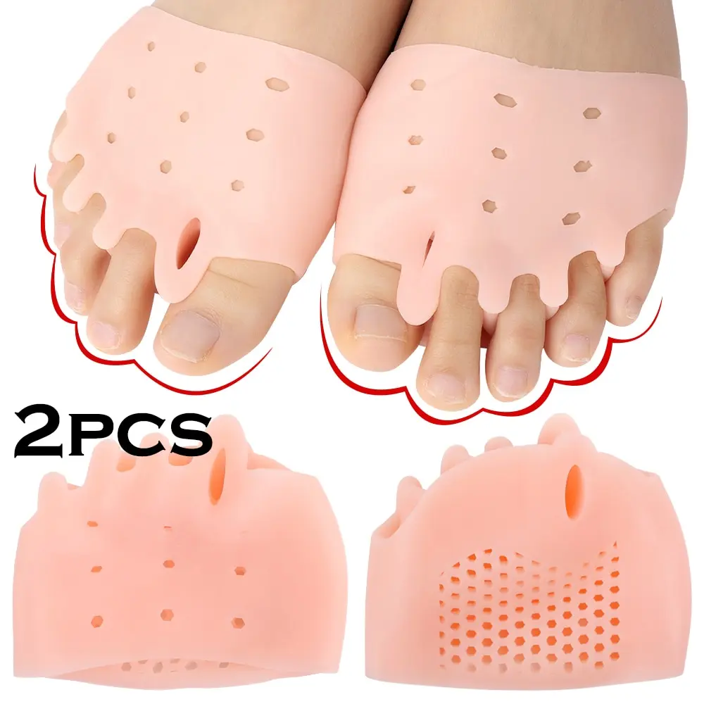Silicone Forefoot Pads Gel Insoles Pads Toe Separator Cushion Pad Pain Relief Insoles Finger Toe Valgus Corrector Gel 2pcs