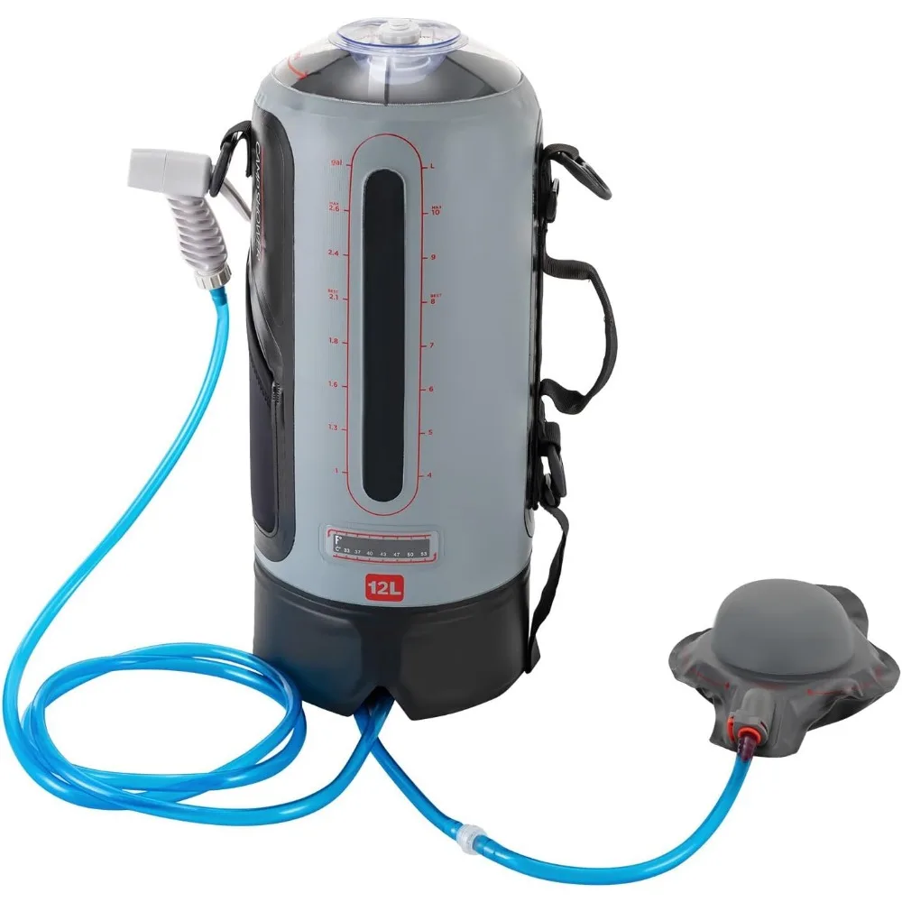 Camping Shower 12L Portable Pressure Camp Shower with Storage Bag Air Pump Shower Head for Outdoor Shower Washing Vegetables 5