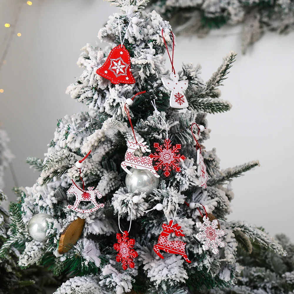 Christmas Decorations 9/12pcs Christmas Dwarf Wooden Pendant Christmas Tree Hanging Ornaments New Year Gift Decorations Noel Home Decor