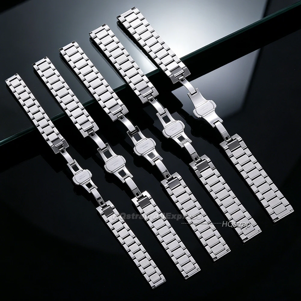 Elegant Stainless Steel Watch Band with Butterfly Clasp - Universal Fit Wrist Bracelet