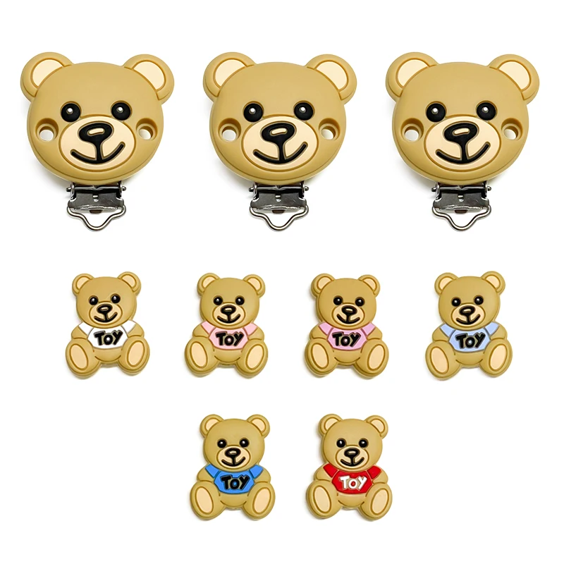 Toy bear silicone pacifier clip, 1set, chain holder, soother nursing clips, BPA free accessories