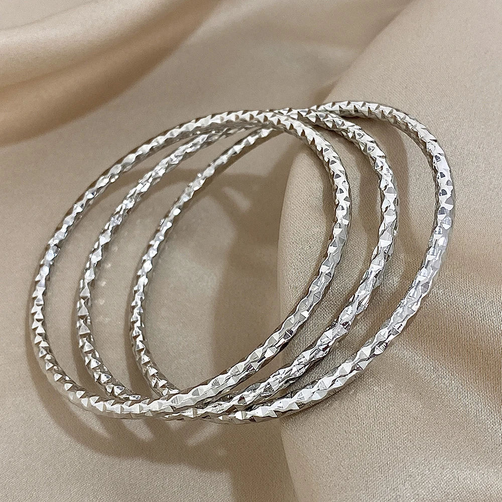 Simple Spiral Pattern Circle Bracelets Bangle for Women Cuff Wristband Stackable Waterproof Jewelry Gifts 3Pcs/Set,bangle bracelet