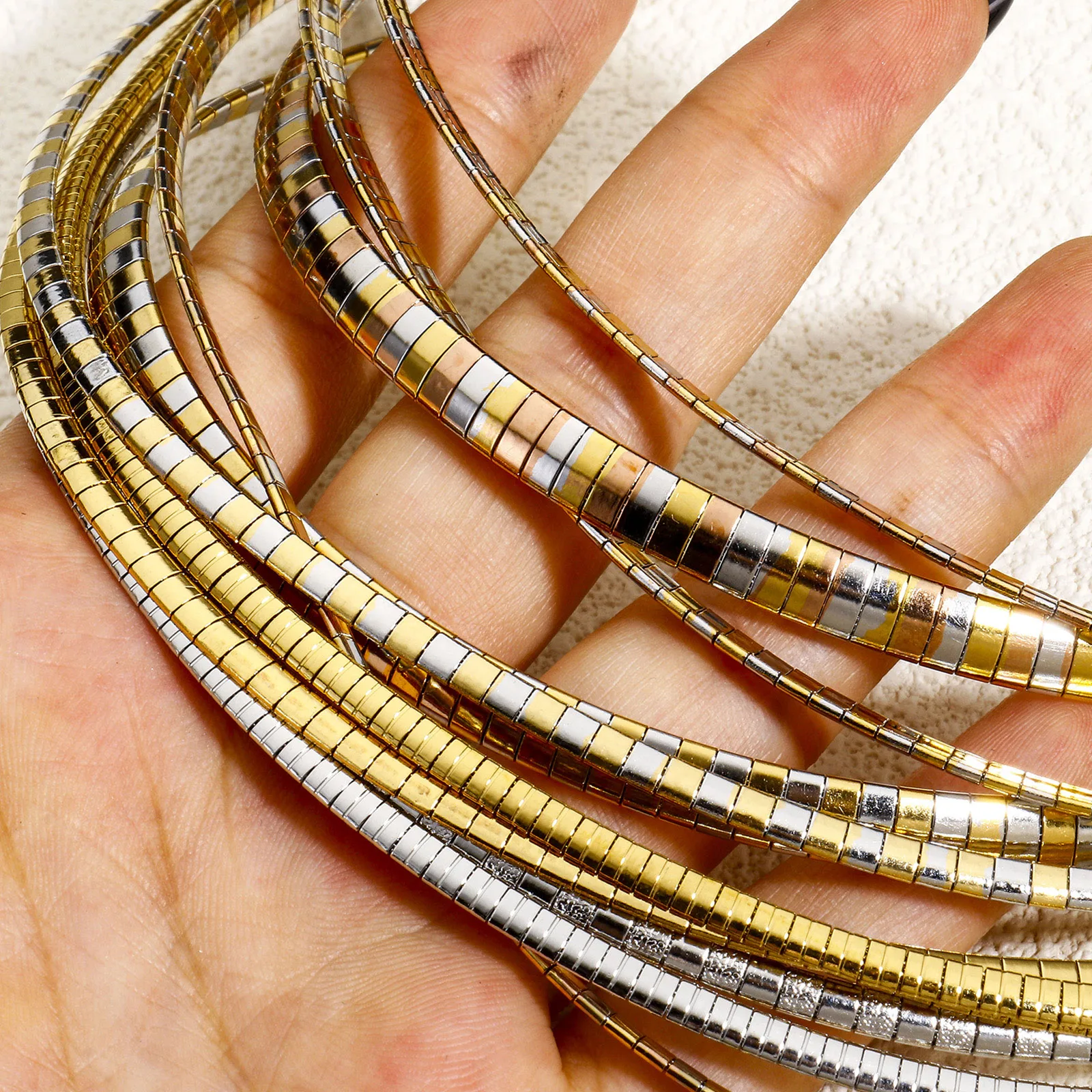 1 Piece 304 Stainless Steel Chain Collar Neck Ring Necklace For Women Men Golden/Silvery Punk Jewelry 45cm(17 6/8") Long 3