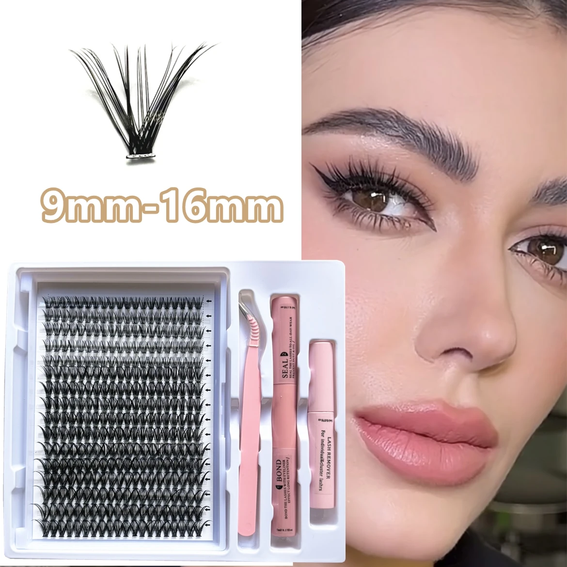 320PCS Clusters Eyelash With Bond and Tweezers Makeup Tools DIY Lashes Extension Kit for Lashes Waterproof Eyelashes Set Thick