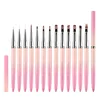 13Style Pink Gradient Handle Nail Drawing Brushes For Manicure Lines Painting Gradient UV GEL Extension Builder Drawing Pen 1