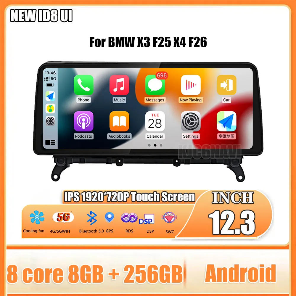 

12.3 Inch Android 13 Touch Screen DSP For BMW X3 F25 X4 F26 Car Accessories Auto Carplay Monitors Video Radio Multimedia Player