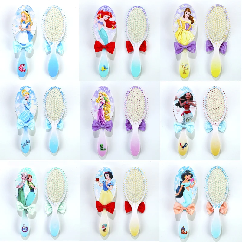 Disney Princess Air Cushion Massage Combs Frozen Elsa Cartoon Figures Bow Comb Hair Brush Hairdressing Tool Children Girls Gifts Hair Comb Hair Brush Comb